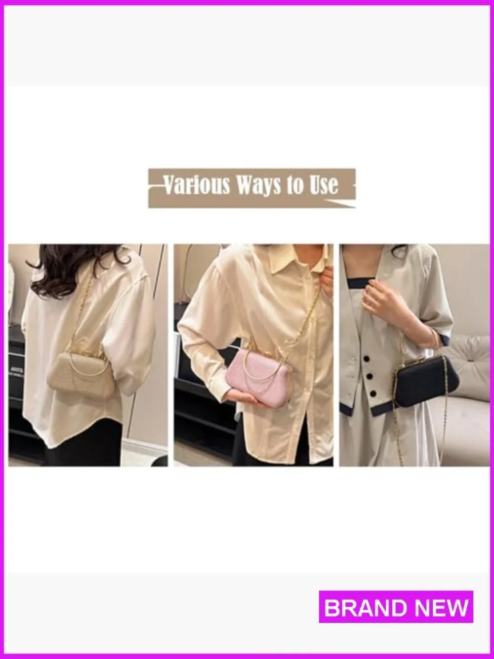 Evening Clutch Purse Sequin Bag Sparkling Handbag with Chain for Formal Events